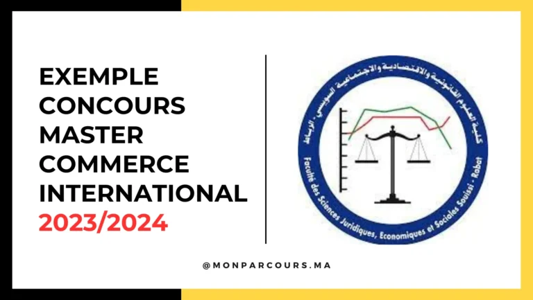 Exemple Concours Master Commerce International CI FSJES Souissi Rabat 2023/2024