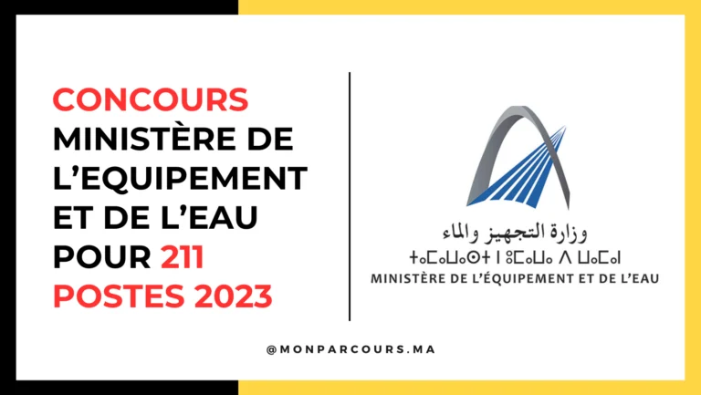 Concours Ministère de l’Equipement et de l’Eau pour 211 Postes 2023