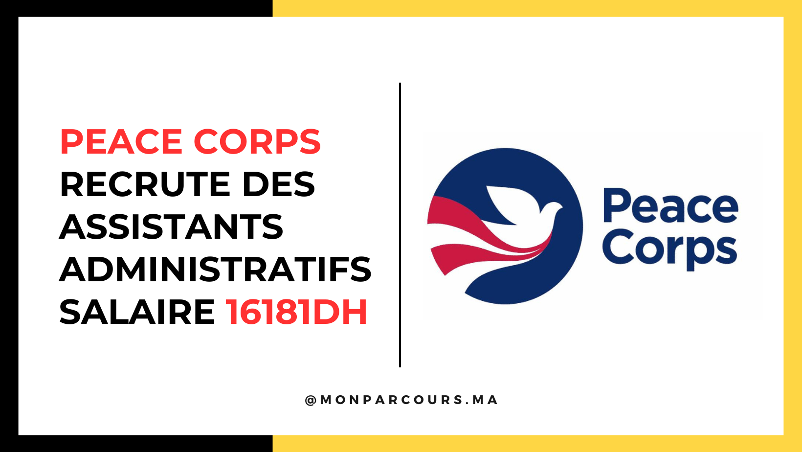 Peace Corps recrute des Assistants Administratifs Salaire 16181DH