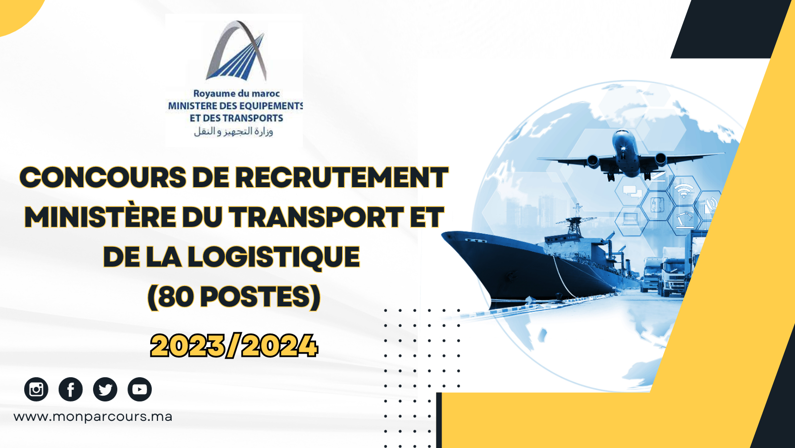 Concours de Recrutement 2023 : Ministère du Transport et de la Logistique (80 postes)